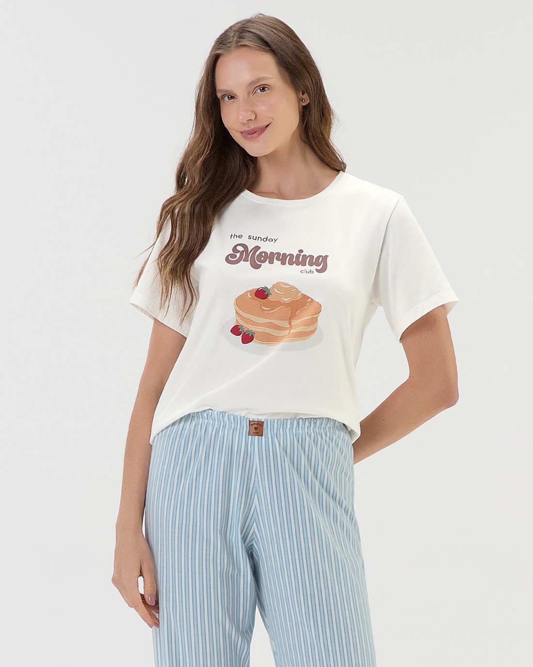 Pijama Feminino Manga Curta Com Calça