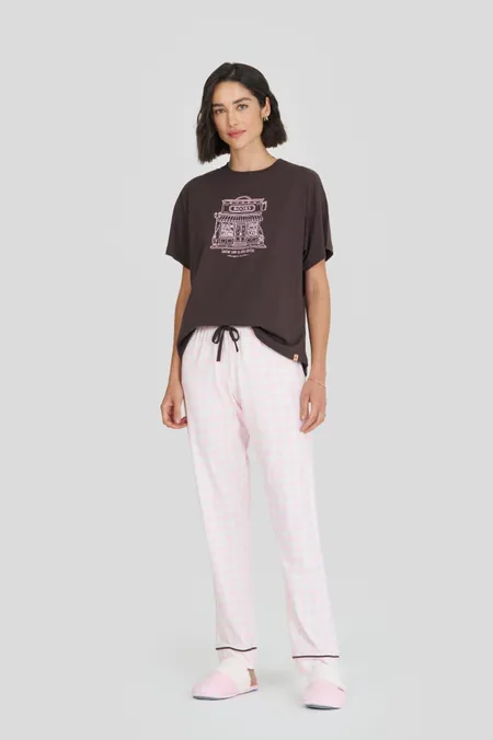 PIJAMA FEMININO MANGA CURTA COM CALÇA