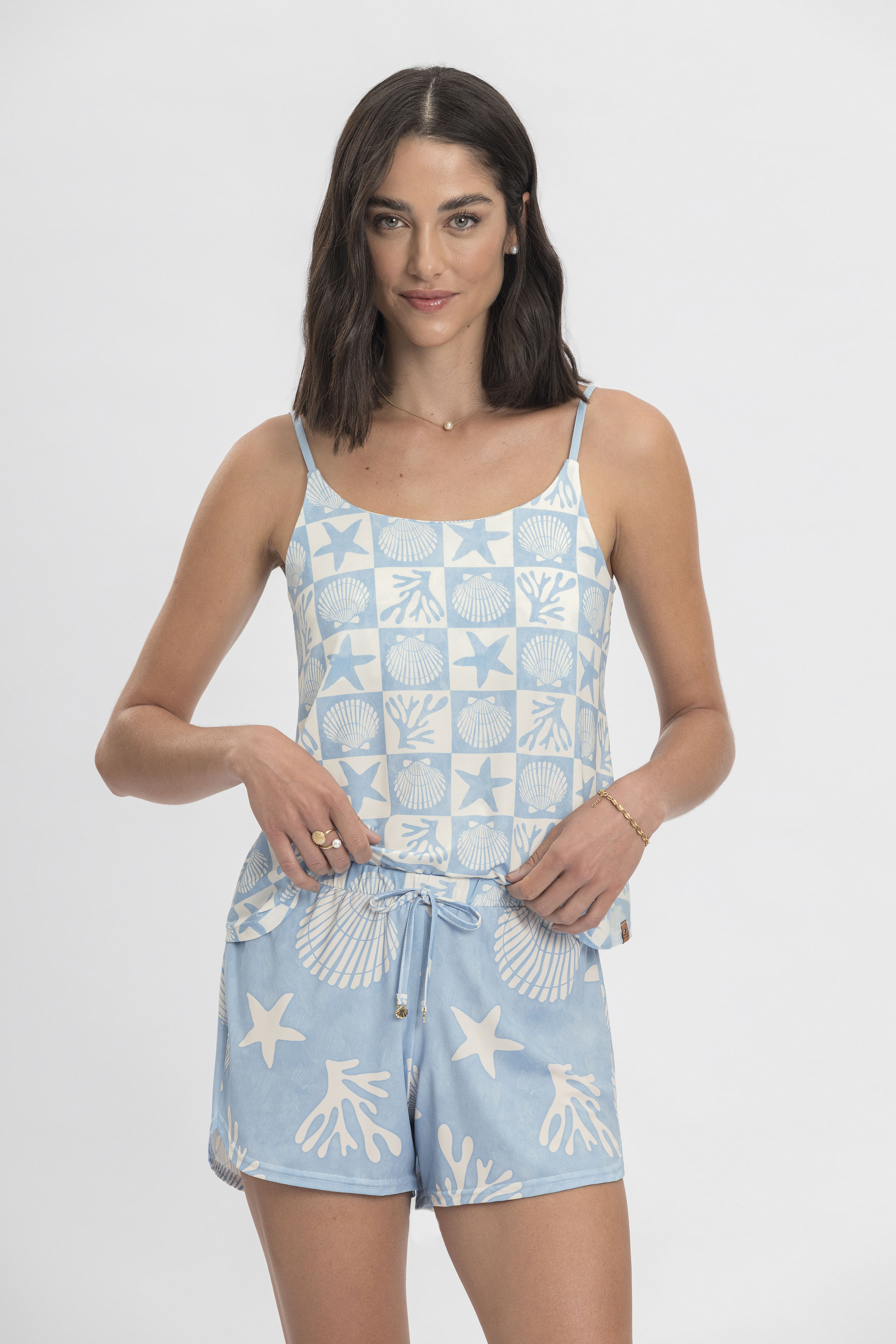Pijama Feminino Alça Com Shorts