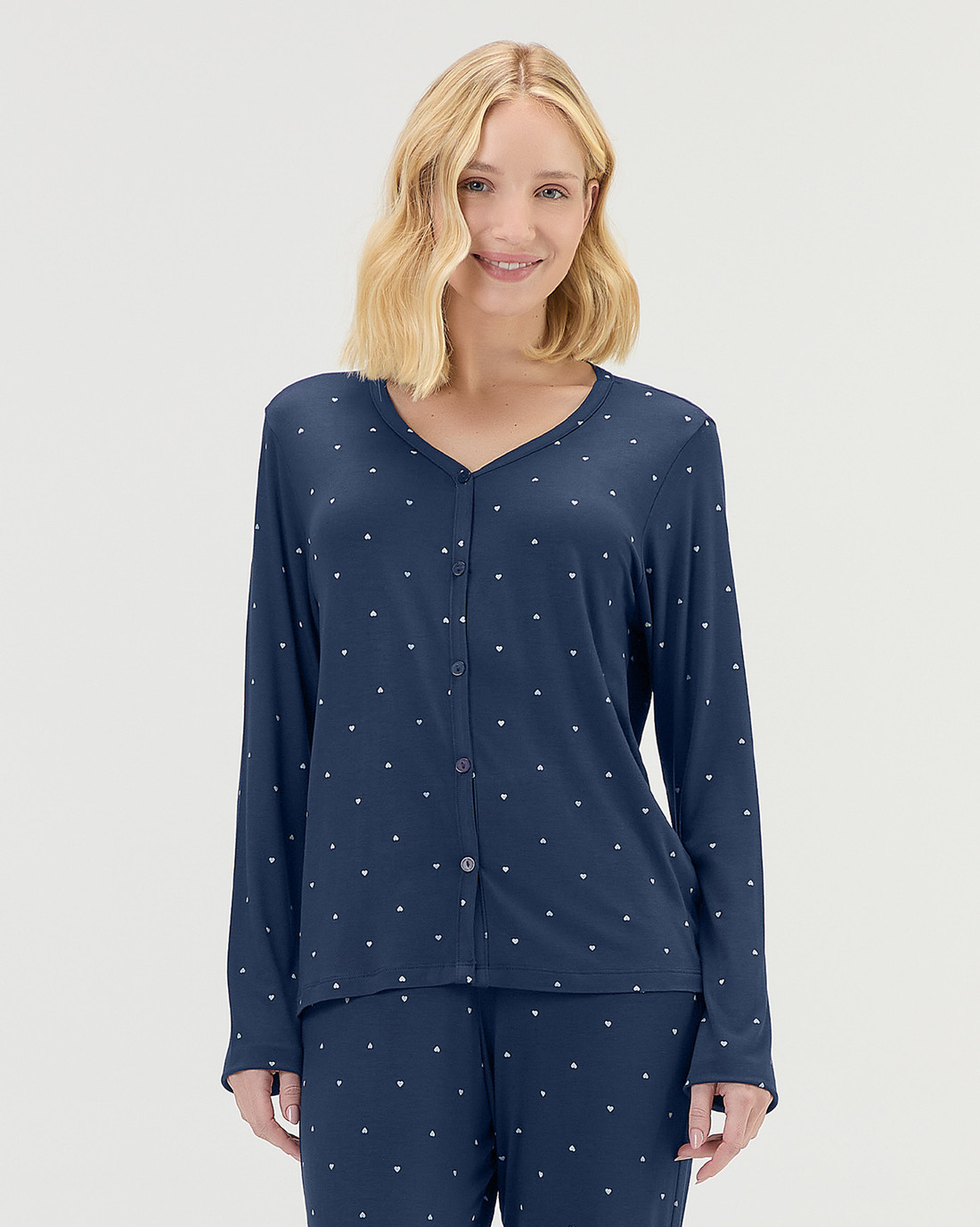Pijama Feminino Manga Longa Americano Com Calça