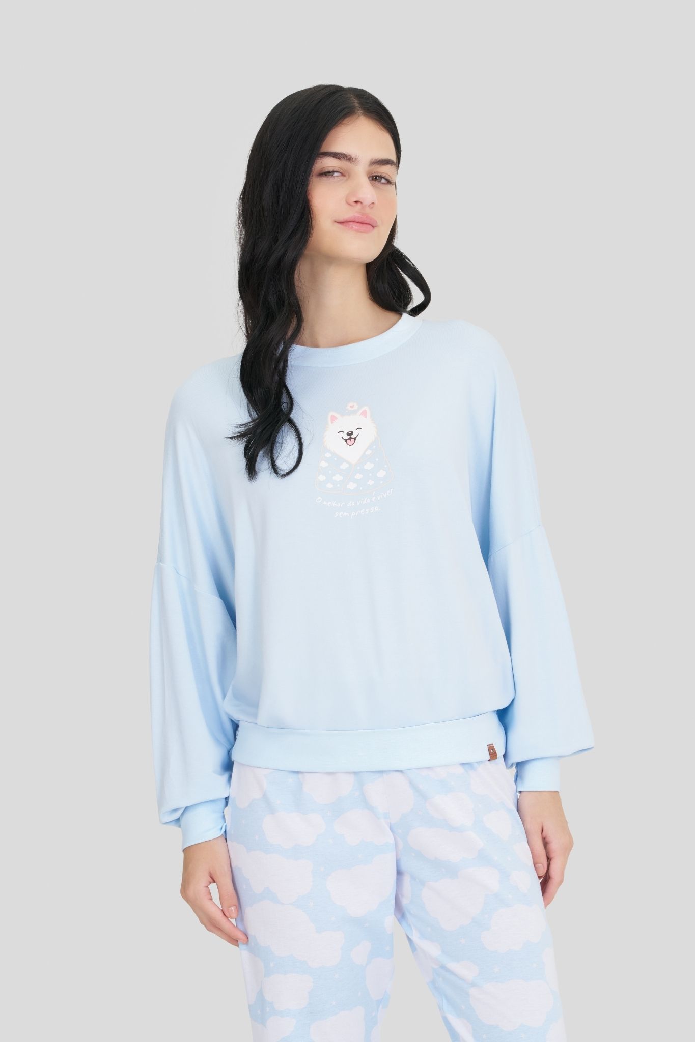 Pijama Feminino Manga Longa Com Calça