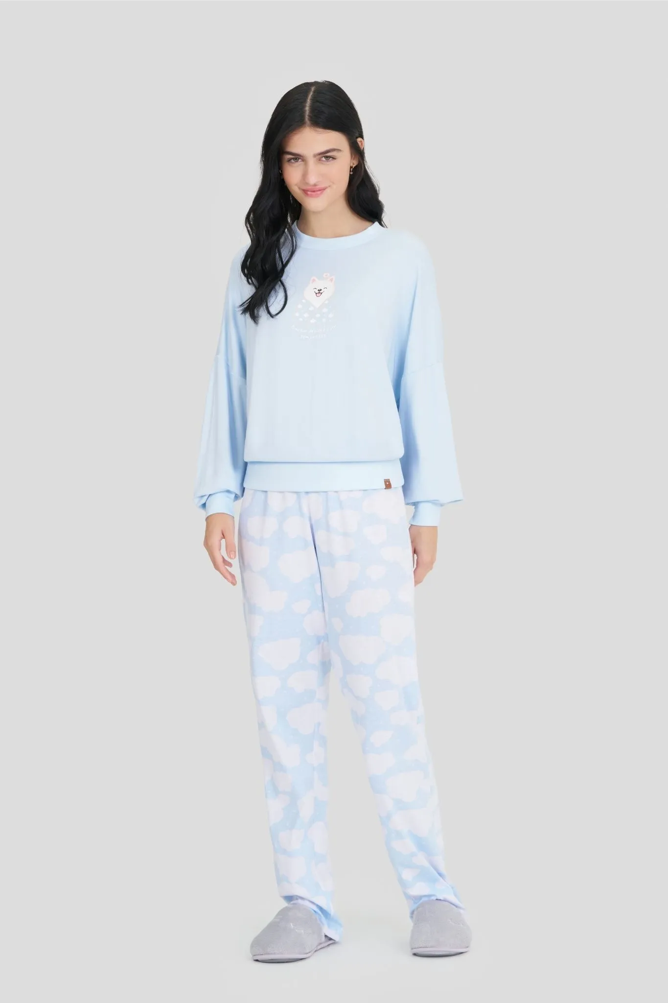 Pijama Feminino Manga Longa Com Calça