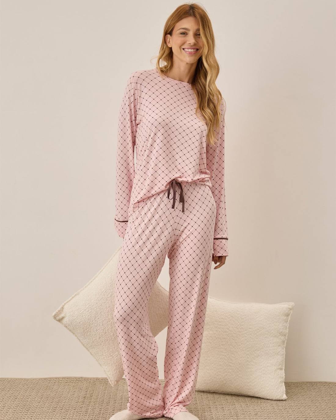 Pijama Feminino Manga Longa Com Calça