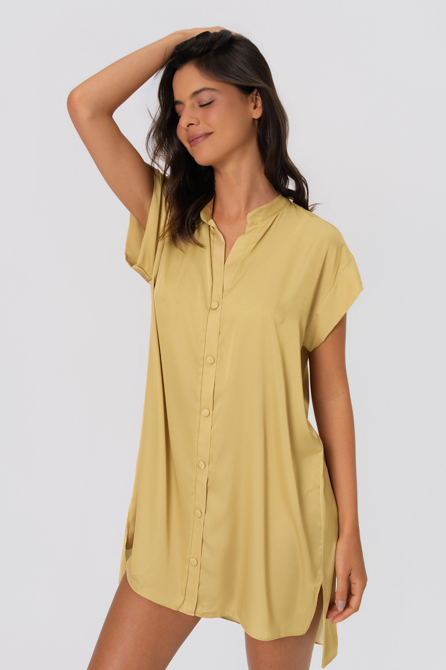 camisola abertura frontal classico acetinado