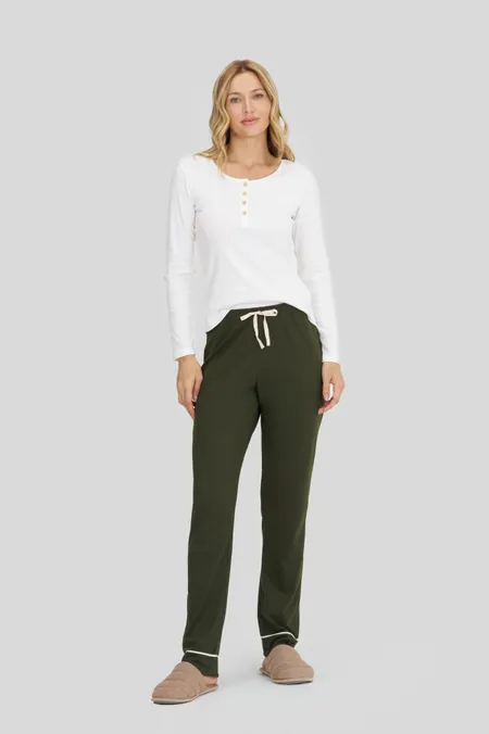 Pijama Feminino Manga Longa Com Calça