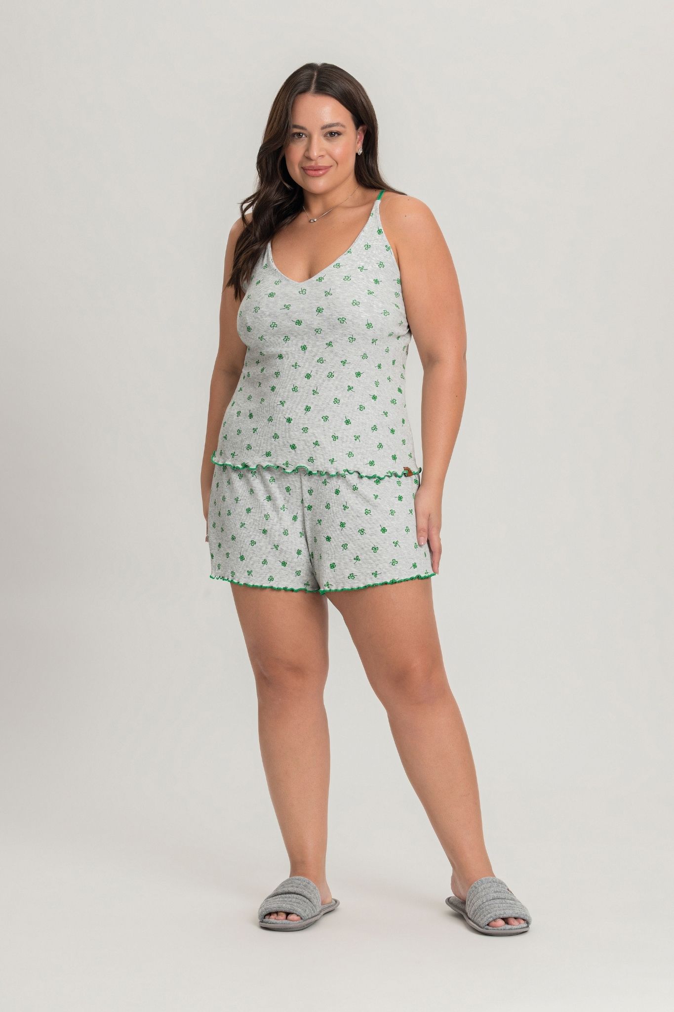 Pijama Feminino Plus Size Alça Com Shorts