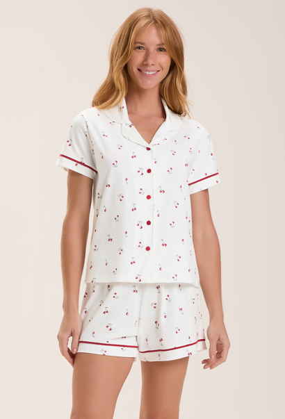 Pijama Feminino Americano Manga Curta Com Shorts