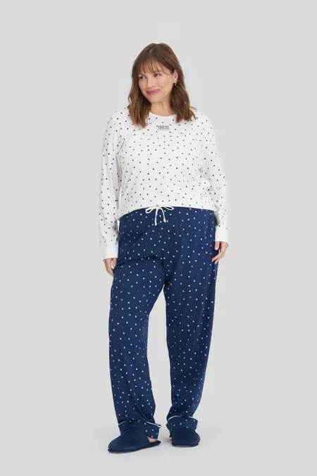 Pijama Feminino Plus Size Manga Longa Com Calça