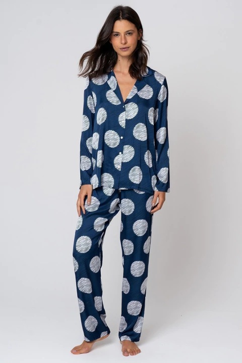 Pijama Feminino Americano Manga Longa Com Calça