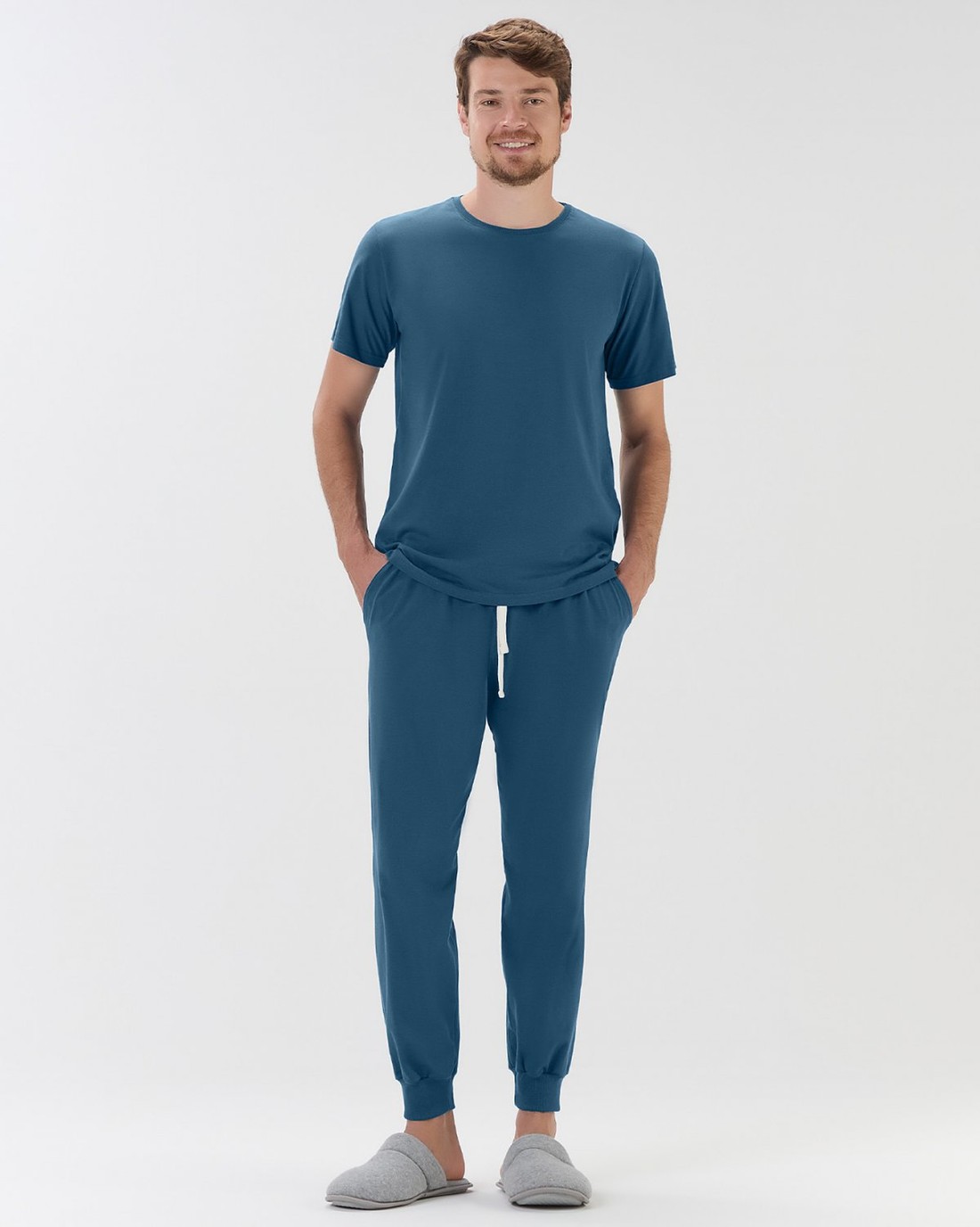 Pijama Masculino Manga Curta Com Calça