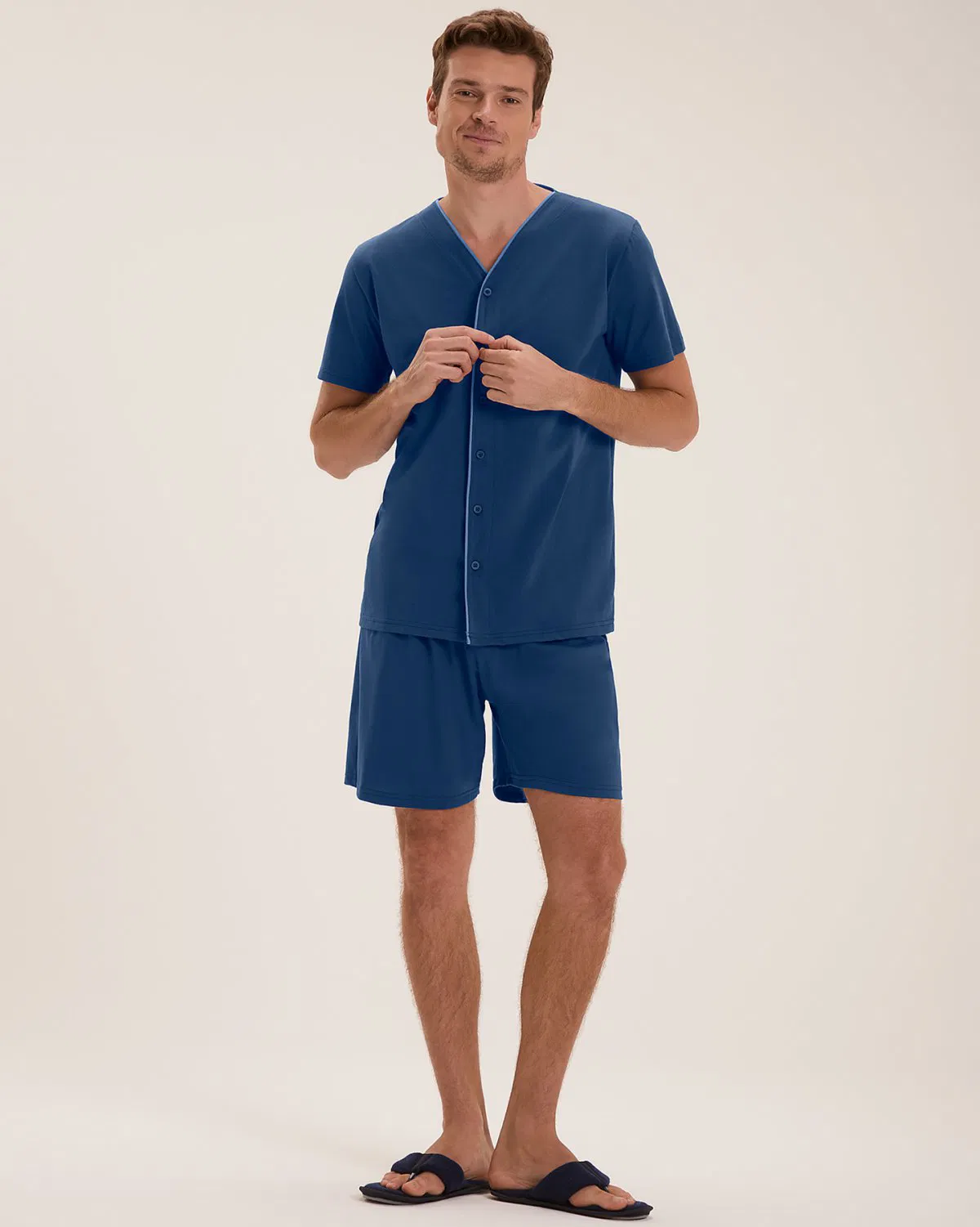 Pijama Masculino Americano Manga Curta Com Bermuda