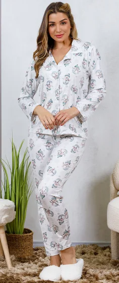 Pijama Feminino Americano Manga Longa Com Calça