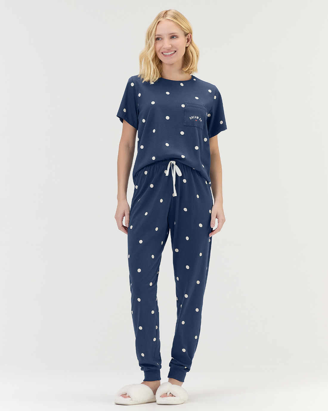 Pijama Feminino Manga Curta Com Calça