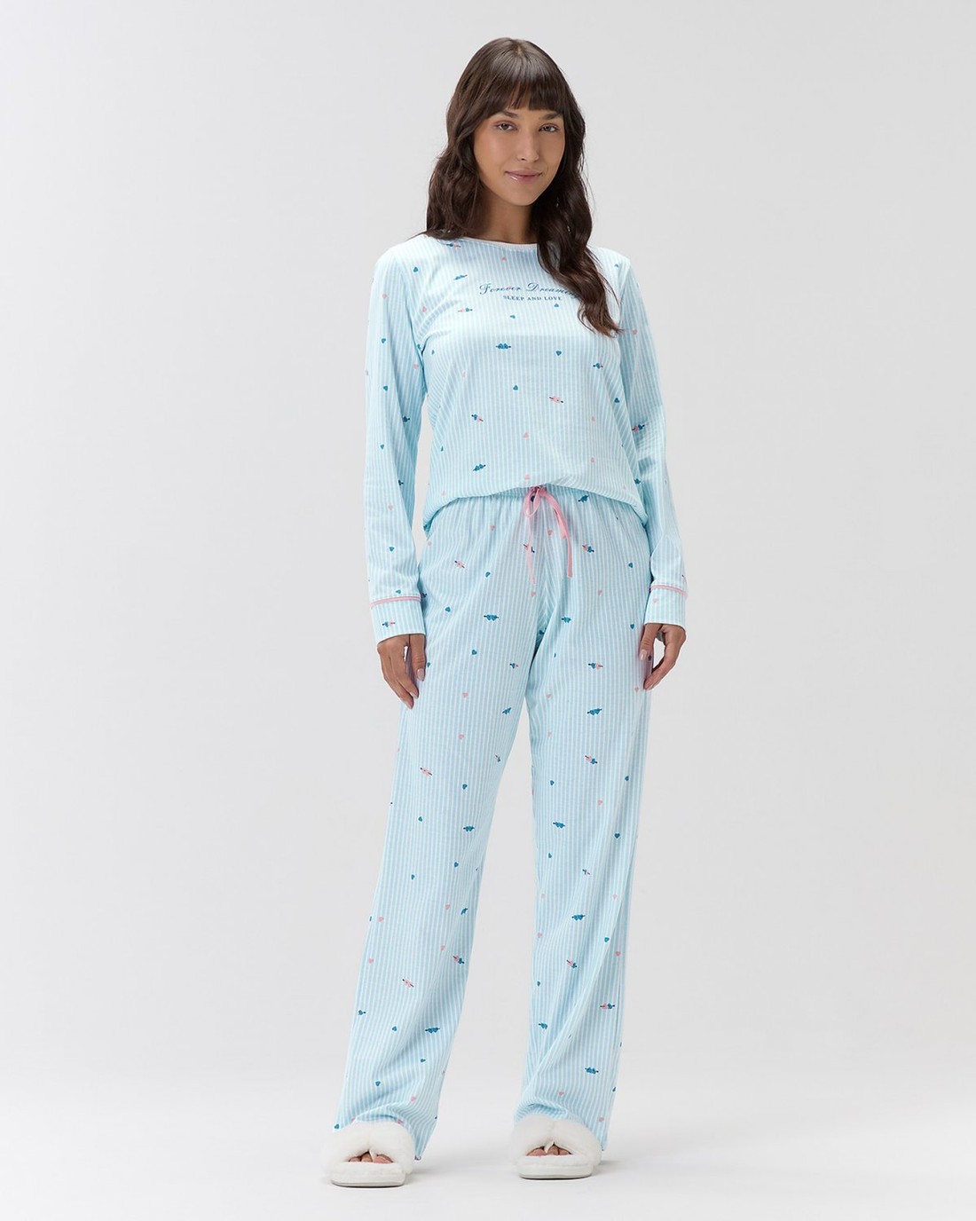 Pijama Feminino Manga Longa Com Calça