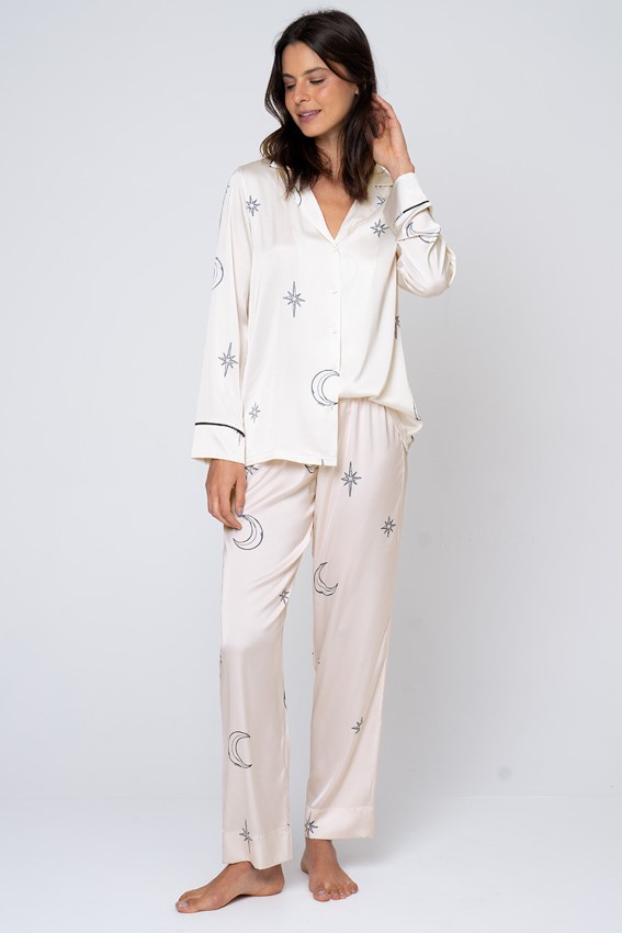 PIJAMA FEMININO AMERICANO MANGA LONGA COM CALÇA