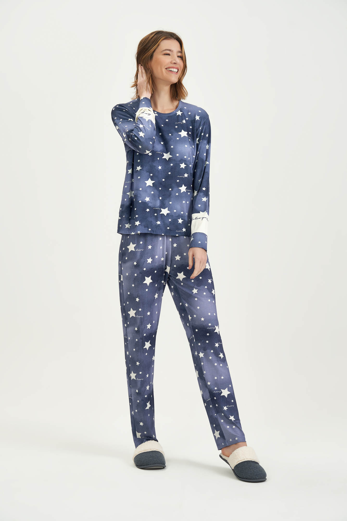 Pijama Feminino Manga Longa Com Calça