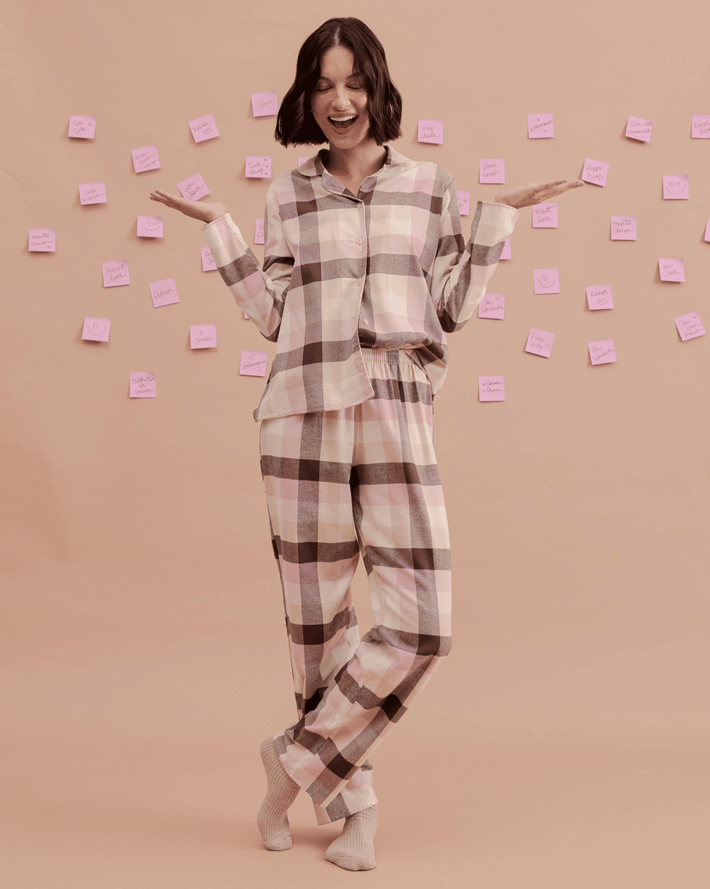 Pijama Feminino Americano Manga Longa Com Calça