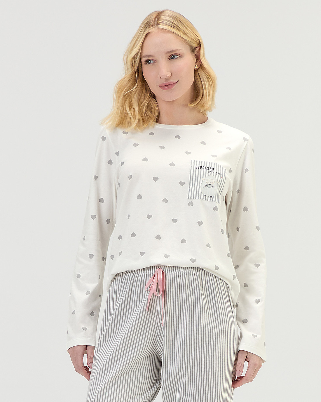 Pijama Feminino Manga Longa Com Calça