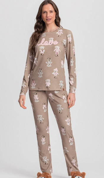 Pijama Feminino Manga Longa Com Calça