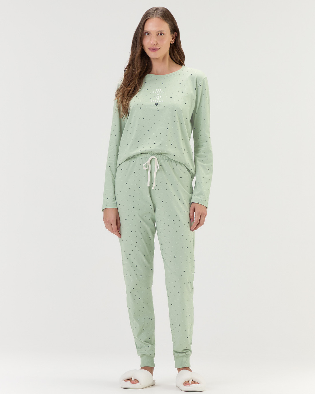 Pijama Feminino Manga Longa Com Calça