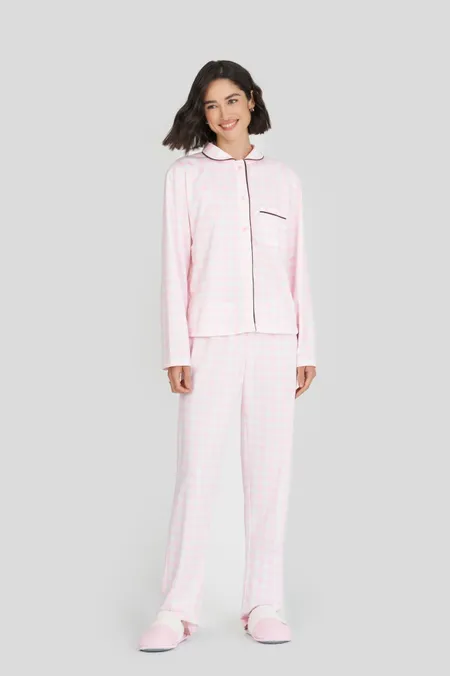 PIJAMA FEMININO AMERICANO MANGA LONGA COM CALÇA