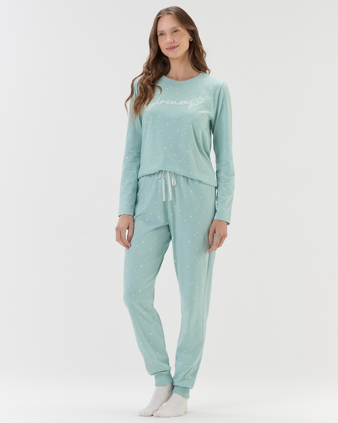 Pijama Feminino Manga Longa Com Calça