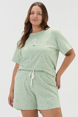 Pijama Feminino Plus Size Manga Curta Com Shorts
