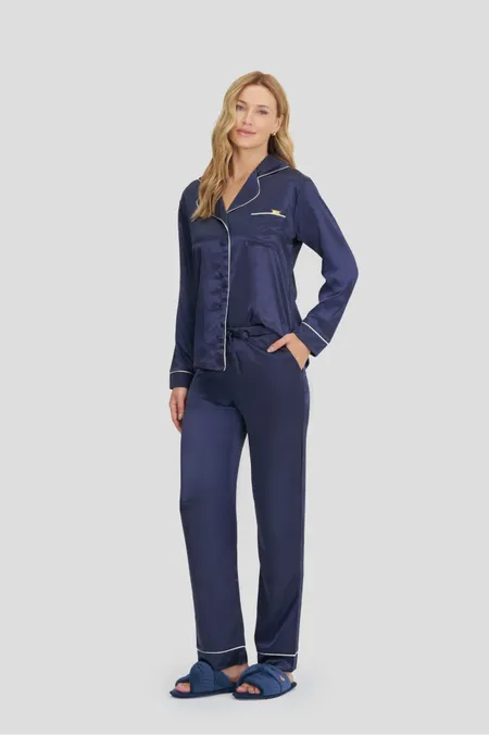 Pijama Feminino Americano Manga Longa Com Calça