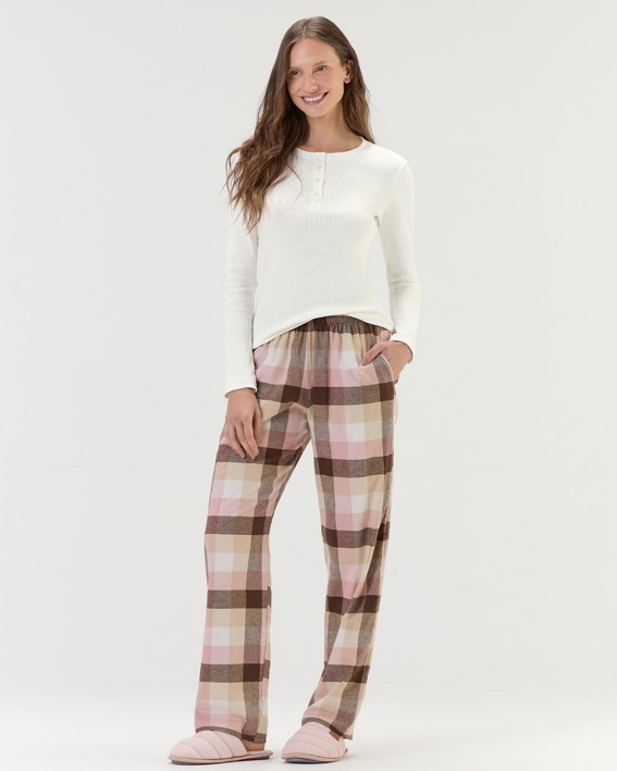 Pijama Feminino Manga Longa Com Calça