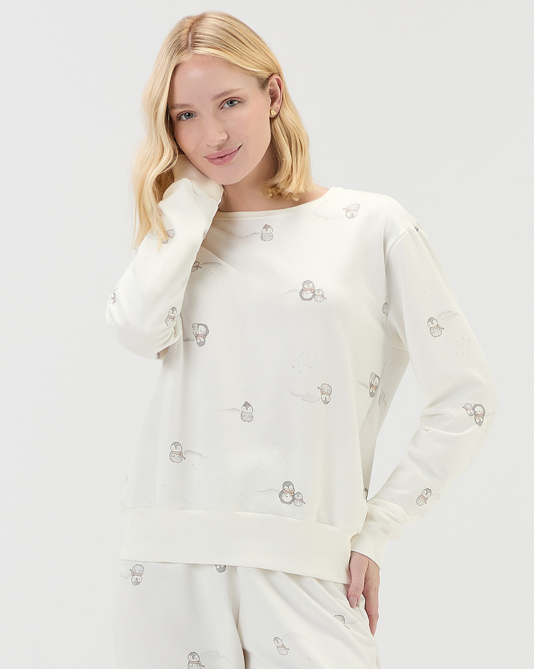 Pijama Feminino Manga Longa Com Calça