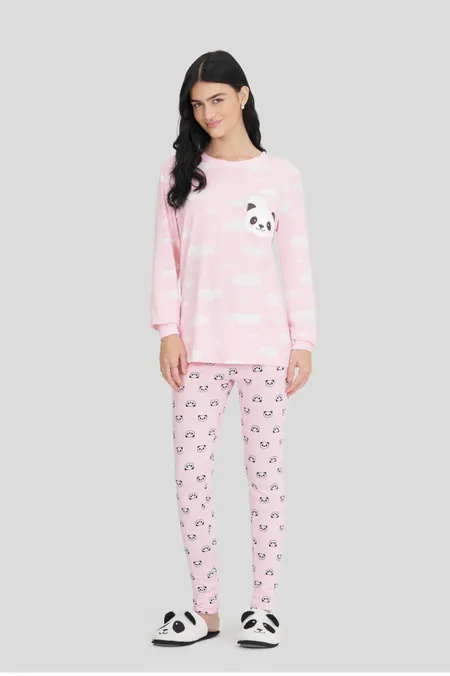 Pijama Manga Longa Adulto Feminino Estampado
