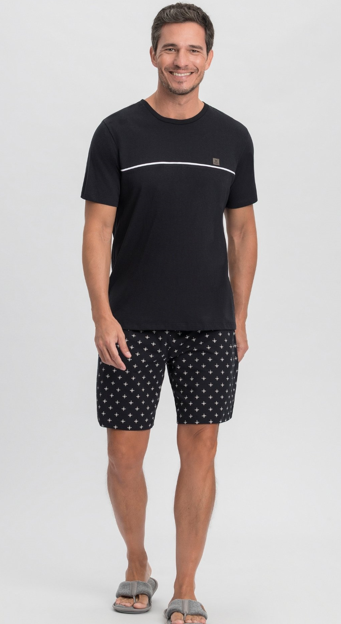 Pijama Masculino Manga Curta Com Samba Canção