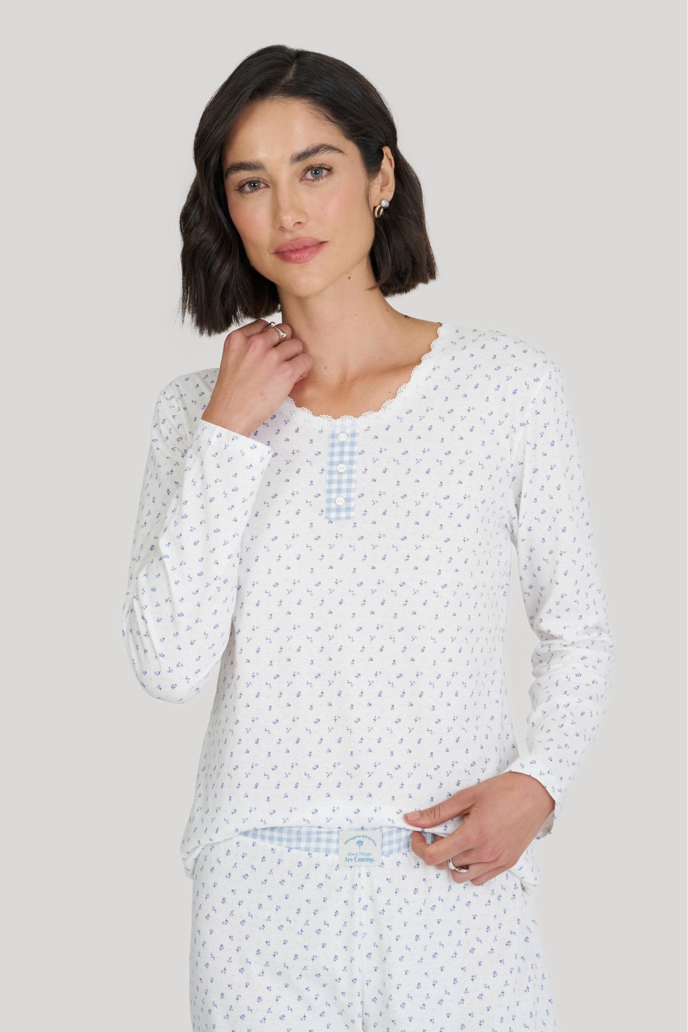 Pijama Feminino Manga Longa Com Calça