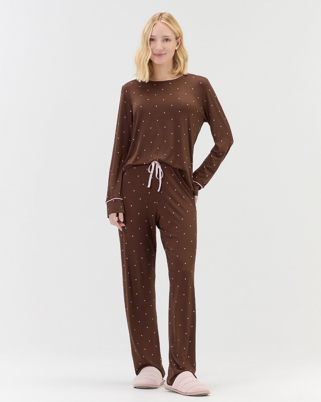 Pijama Feminino Manga Longa Com Calça
