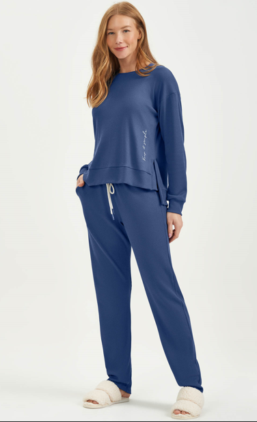 Pijama Feminino Manga Longa Com Calça