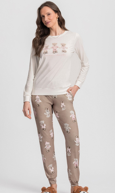 Pijama Feminino Manga Longa Com Calça