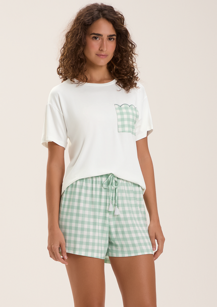 Pijama Feminino Manga Curta Com Shorts