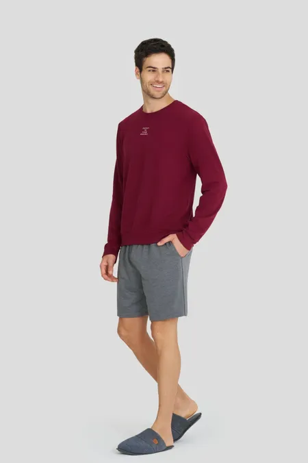 PIJAMA MASCULINO MANGA LONGA COM BERMUDA