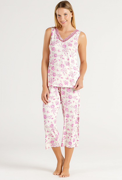 Pijama Feminino Regata Com Calça Capri