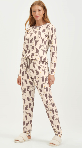 Pijama Feminino Manga Longa Com Calça