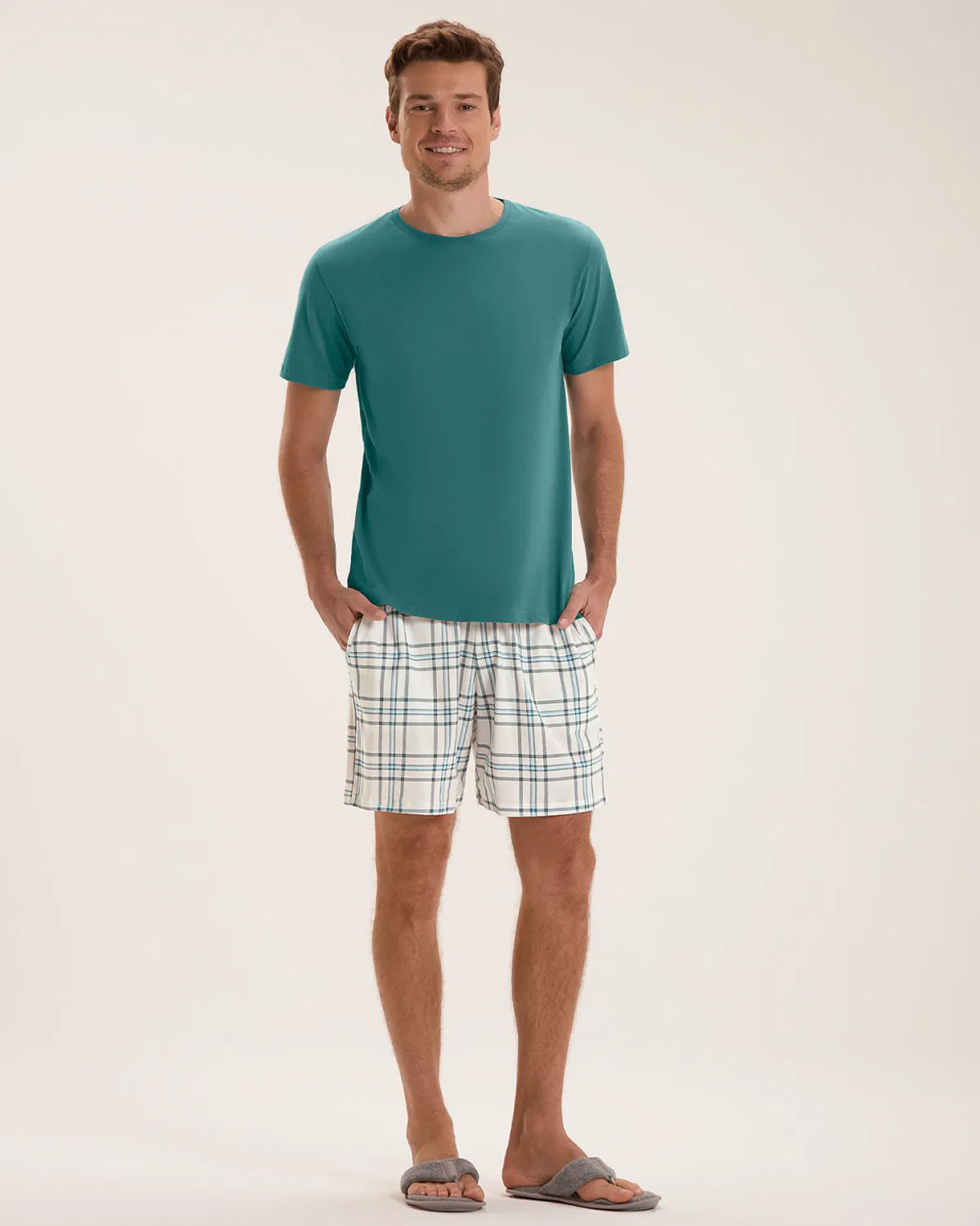 Pijama Masculino Manga Curta Com Bermuda