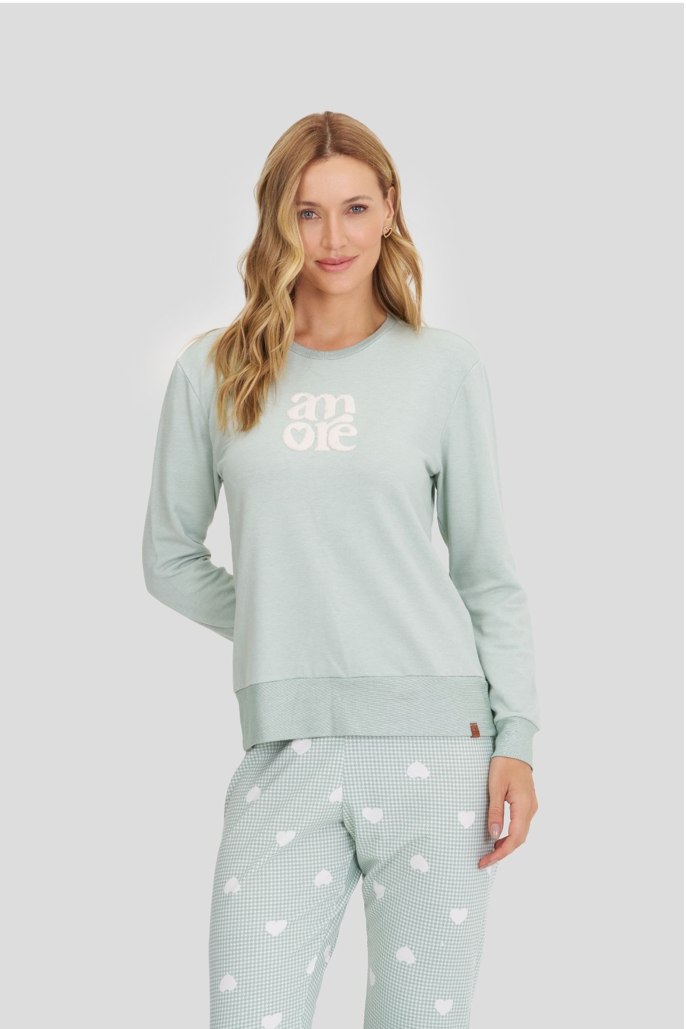 Pijama Feminino Manga Longa Com Calça
