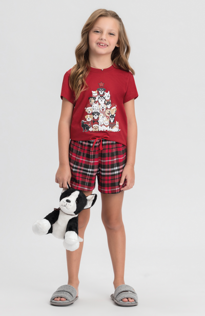 Pijama Infantil Feminino Manga Curta Com Shorts