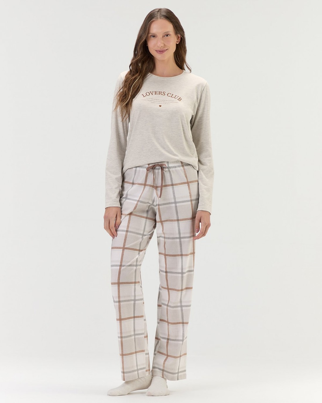 Pijama Feminino Manga Longa Com Calça
