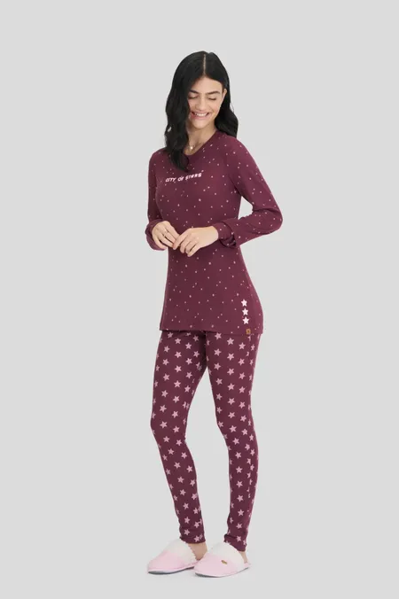PIJAMA FEMININO MANGA LONGA COM CALÇA