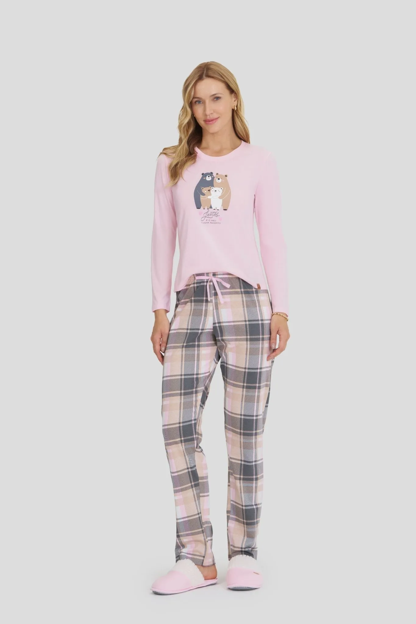 Pijama Feminino Manga Longa Com Calça