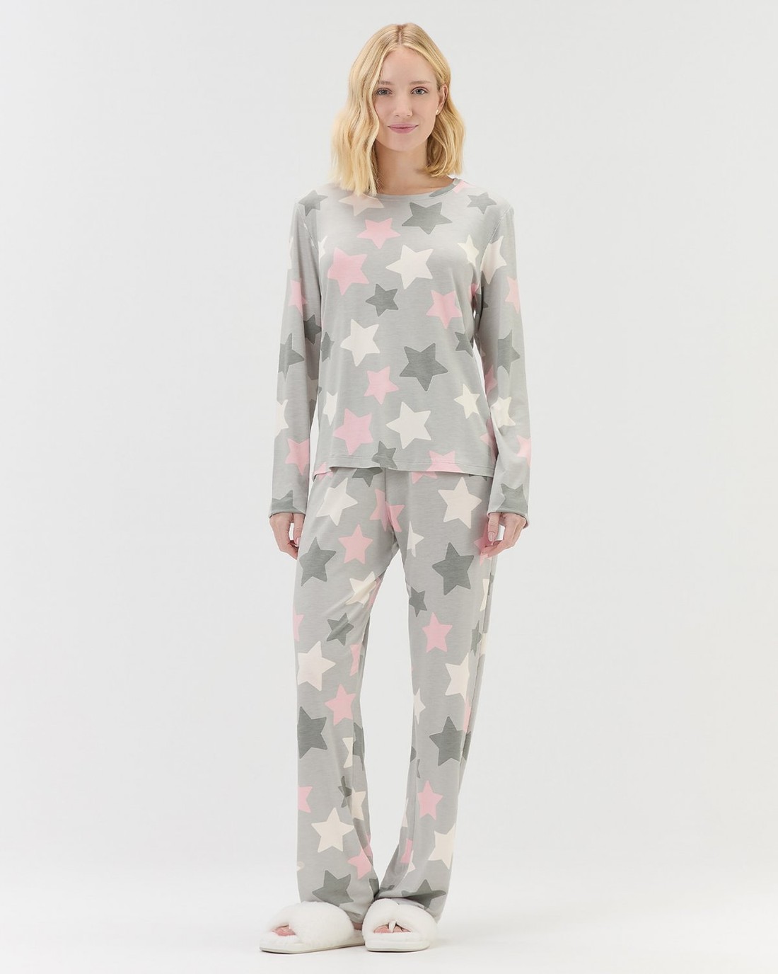 Pijama Feminino Manga Longa Com Calça