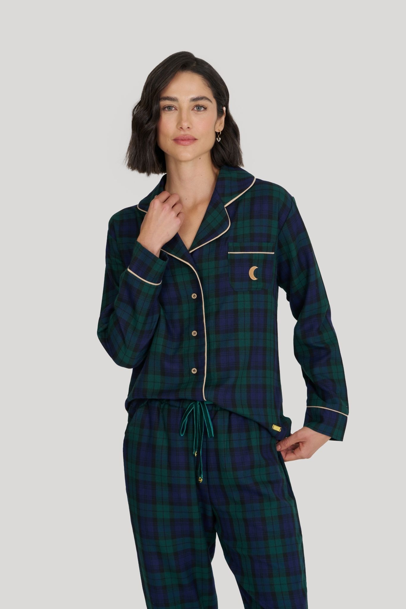Pijama Feminino Americano Manga Longa Com Calça