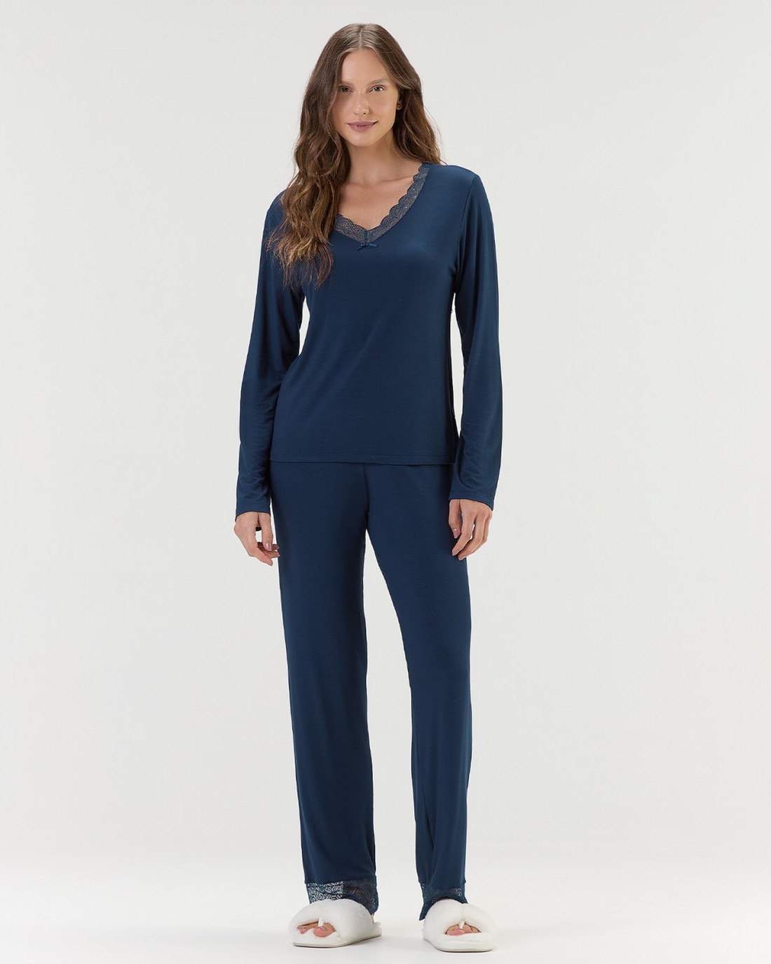 Pijama Feminino Manga Longa Com Calça