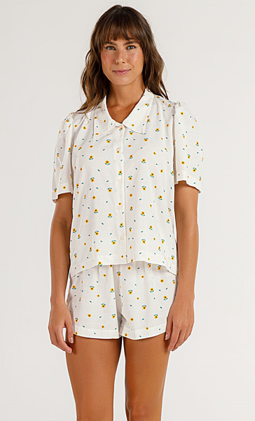 Pijama Feminino Americano Manga Curta Com Shorts